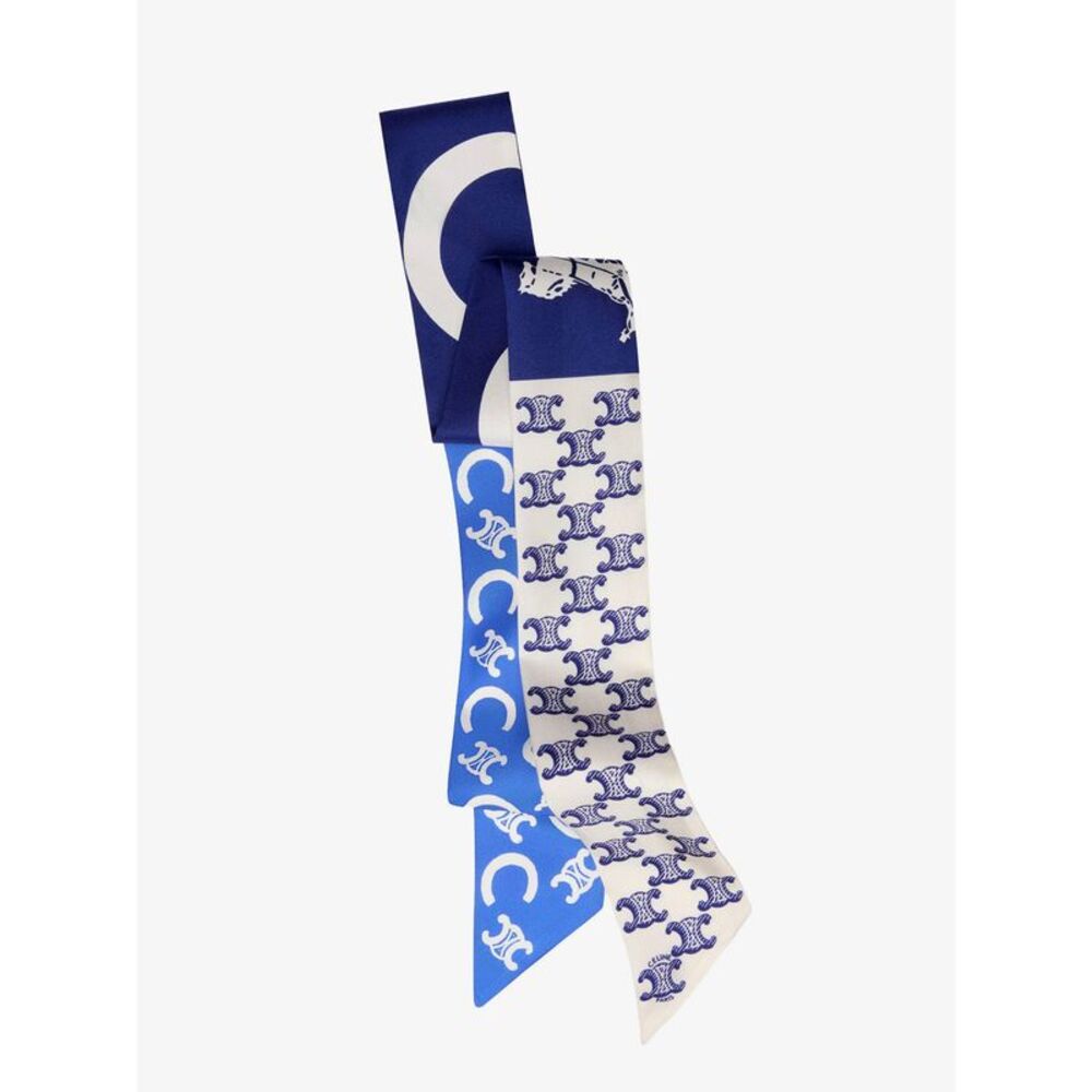 Celine Women Silk Scarf With All-Over Triomphe Logo
